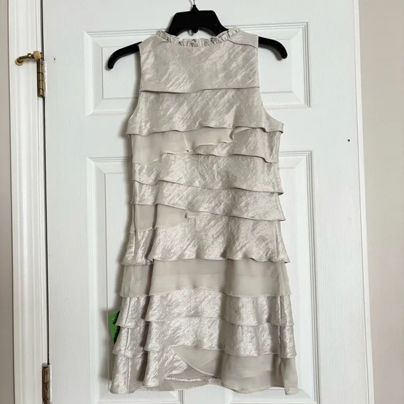 SL Fashions Champagne Tiered Mini Dress - Picture 2 of 6